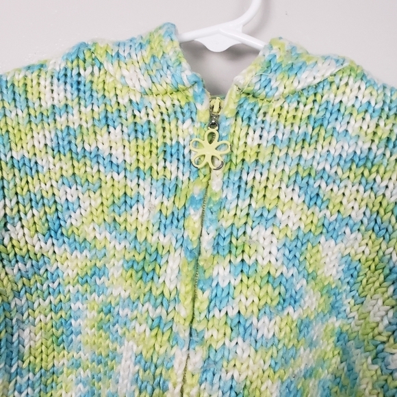 All Mine Green Blue White Hooded Jacket Full Zip - Picture 2 of 5